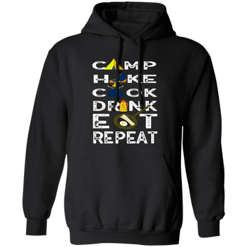 Camping Gift, Hiking And Cook, Drink And Eat, Repeat All, Go Camping Pullover Hoodie