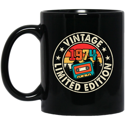 Vintage 1974, Limited Edition, Retro 1974, Cassette Lover Black Mug