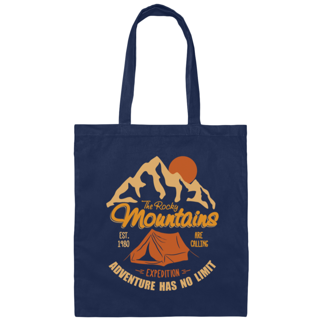 Vintage Retro Rocky Mountains Hiking Camping Gift Canvas Tote Bag