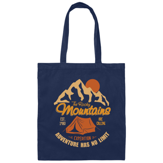 Vintage Retro Rocky Mountains Hiking Camping Gift Canvas Tote Bag