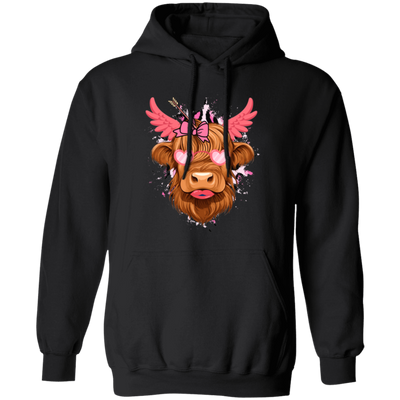 Love Cow, Cute Cow, Valentine Cow, Cow Lover Pullover Hoodie