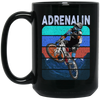 Mountain Bike Gift, Downhill Extrem Sport, Adrenalin Love Gift, Retro Black Mug