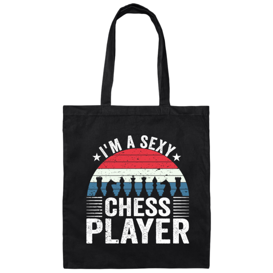 Retro Im A Sexy Chessplayer Chess Pieces Game Canvas Tote Bag