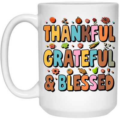 Groovy Thankful, Groovy Grateful, Blessed, Thanksgiving White Mug