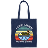 Retro I Like Ramen And Maybe 3 People Canvas Tote Bag