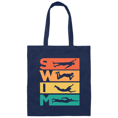 Love To Swim, Retro Swimming, Swimmer Love Gift, Best Swim Lover Canvas Tote Bag