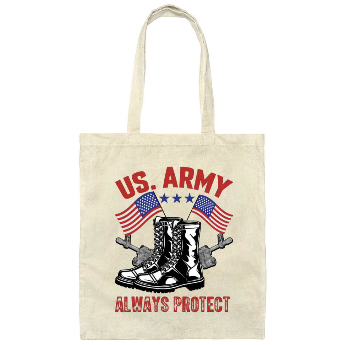 American Army Always Protect, American Cowboy Canvas Tote Bag