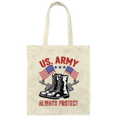 American Army Always Protect, American Cowboy Canvas Tote Bag