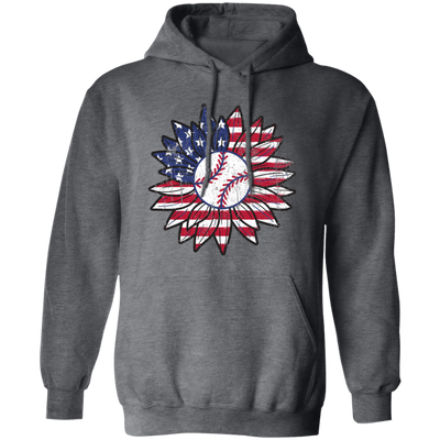 American Baseball, Sunflower Baseball, Leopard Sunflower-3 Pullover Hoodie