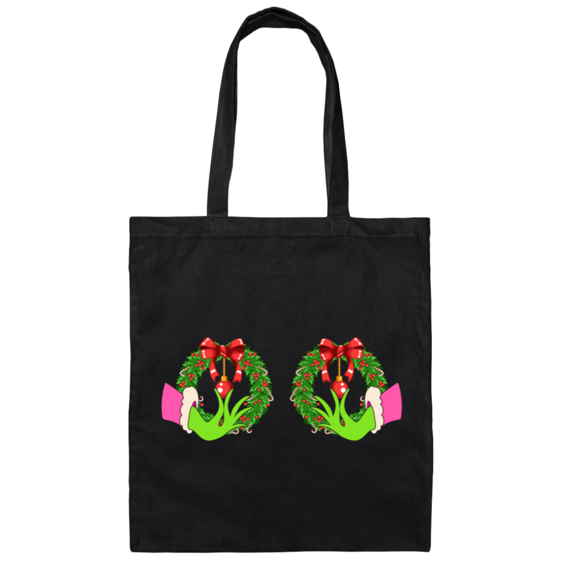 Funny Christmas, Grinch's Hands On The Boobs, Merry Titsmas, Merry Christmas, Trendy Chrismas Canvas Tote Bag