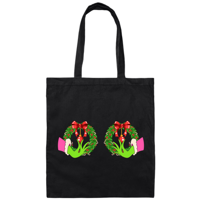 Funny Christmas, Grinch's Hands On The Boobs, Merry Titsmas, Merry Christmas, Trendy Chrismas Canvas Tote Bag