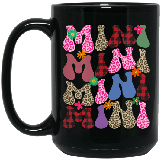 Mini Gift, Love My Mini, Mini Gift, Leopard Pattern, Plaid Pattern Black Mug