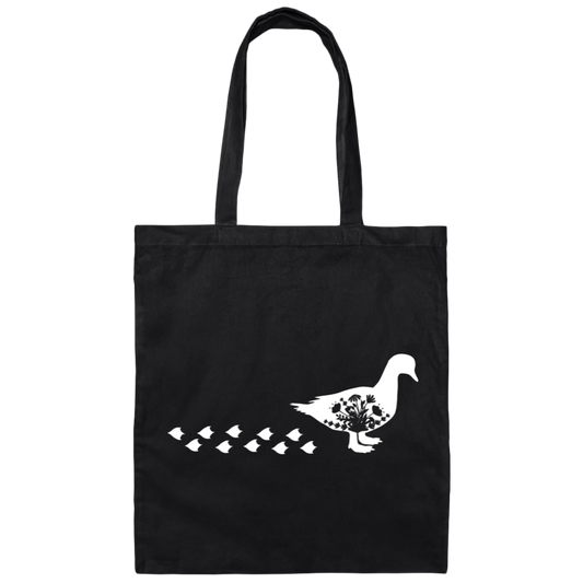Duck Silhouette, Ducks Trace, Duck Footprint Canvas Tote Bag