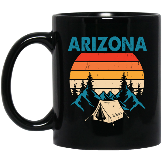 Arizona Retro, Go Camping, Arizona National Park Black Mug