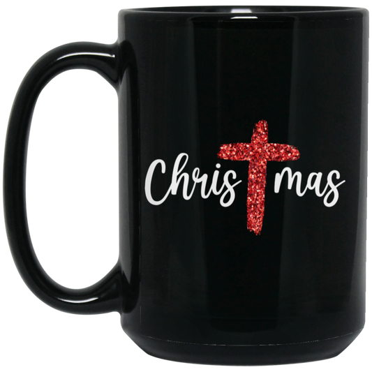 Red Glitter Christmas, Pastor Gift, Merry Christmas, Red Christian, Trendy Chrismas Black Mug