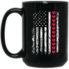 Love American, American Flag, American Lover, Heart Flag Black Mug
