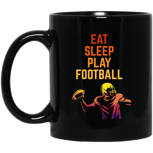 Eat Sleep Play Football, Love American Football, Retro Football Black Mug