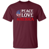 Peace Love American, American Flag, American Sunflower Unisex T-Shirt