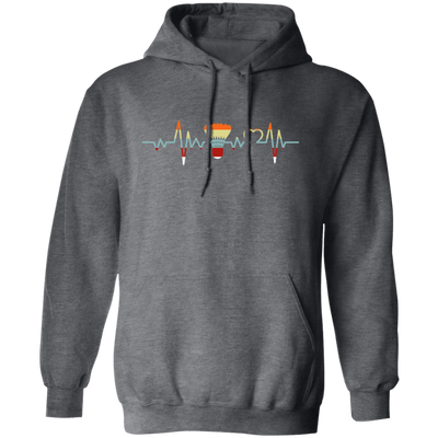 Badminton Heartbeat, Badminton Player Gift, Love Retro Badminton Pullover Hoodie