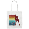 Retro Hockey Player, Field Hockey Indoor Hockey Canvas Tote Bag