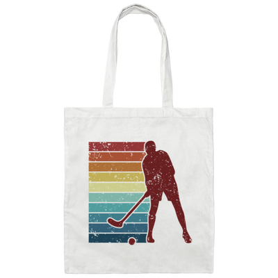 Retro Hockey Player, Field Hockey Indoor Hockey Canvas Tote Bag