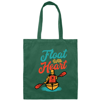 Kayaker Paddling On His Kayak Float With Heart Canvas Tote Bag