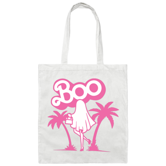 Maliboo, Ghost Boo, Ghost Pink, Pinky Ghost, Woman Boo Canvas Tote Bag