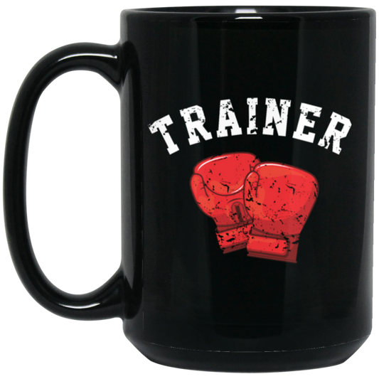 Boxing Love Gift, Trainer Boxer, Personal Coach, Box Training Black Mug