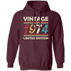 Vintage Birthday, 1974 Birthday, Retro 1974, Retro Birthday Pullover Hoodie