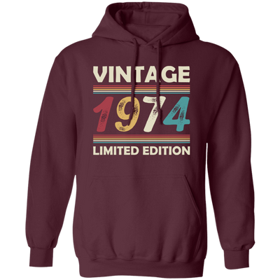 Vintage Birthday, 1974 Birthday, Retro 1974, Retro Birthday Pullover Hoodie