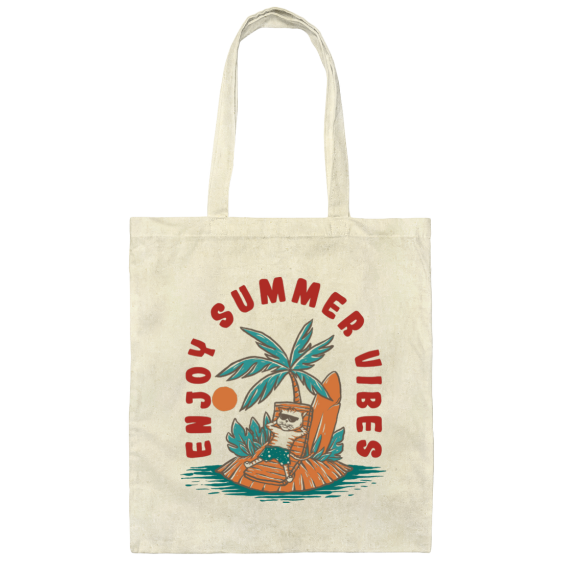 Enjoy Summer Vibes, Relax On Hawaii, Palm Tree Oasis Canvas Tote Bag