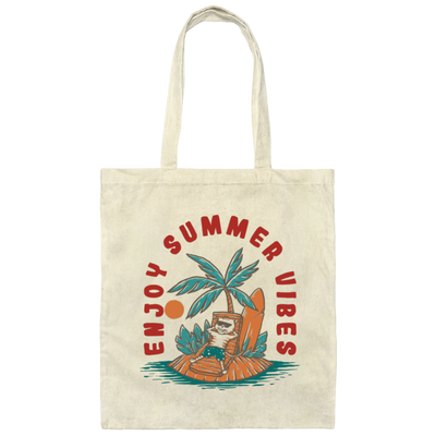 Enjoy Summer Vibes, Relax On Hawaii, Palm Tree Oasis Canvas Tote Bag