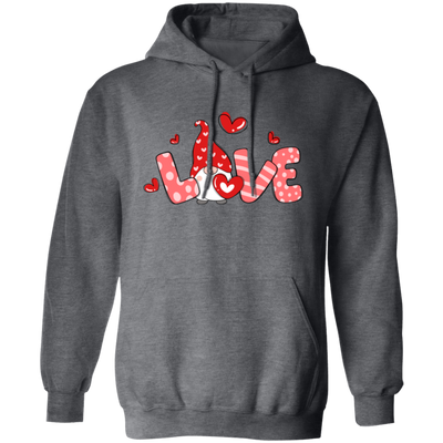 Love Gnome, Love You, Valentine Gnome, Cute Love, Valentine's Day, Trendy Valentine Pullover Hoodie