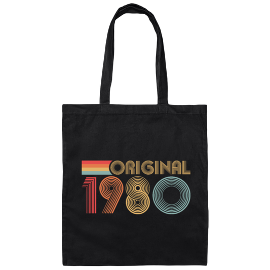 Retro Original 1980 Bithday Gift Canvas Tote Bag