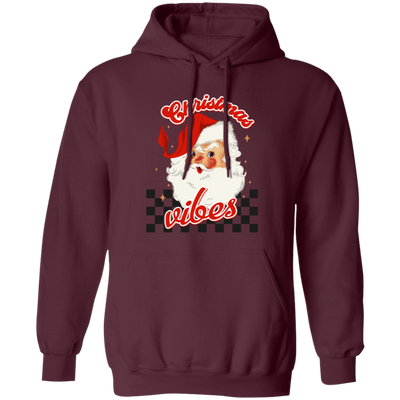 Christmas Vibes, Groovy Xmas, Cute Santa, Santa Face, Merry Christmas, Trendy Christmas Pullover Hoodie