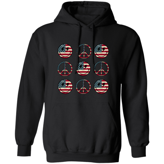 Peace American, Smiley Emotion, Smile America, Peace Smile Pullover Hoodie