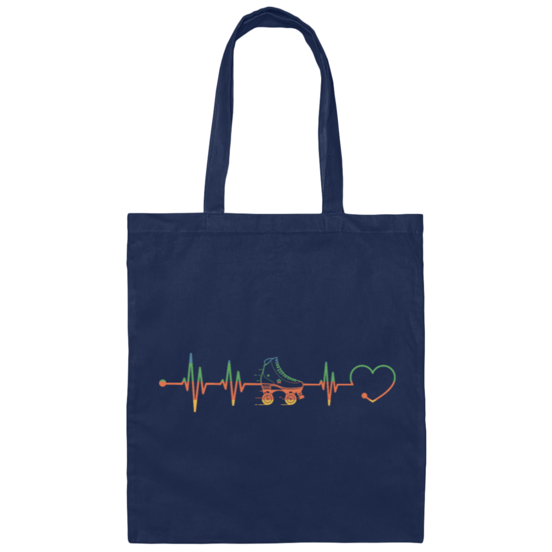 Retro Roller Skating Heartbeat Gift, Skating Lover Canvas Tote Bag