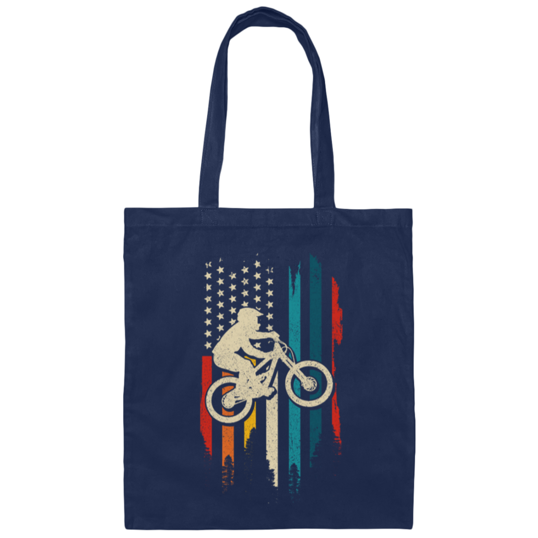 Mountain Bike, American Flag Vintage, Retro Style, Love Bikes, Best Bike Canvas Tote Bag