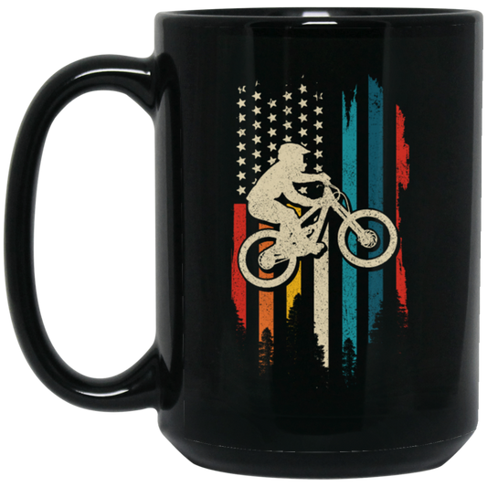 Mountain Bike, American Flag Vintage, Retro Style, Love Bikes, Best Bike Black Mug