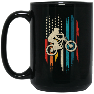 Mountain Bike, American Flag Vintage, Retro Style, Love Bikes, Best Bike Black Mug