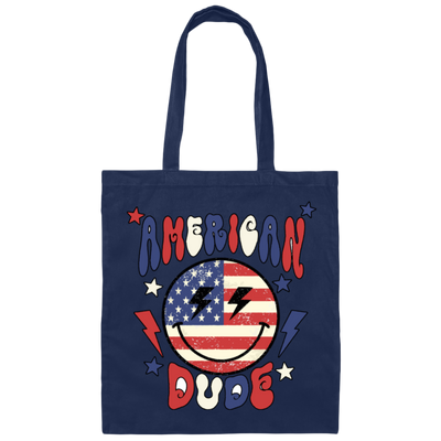American Dude, Proud Of America, American Smile, Retro American Canvas Tote Bag