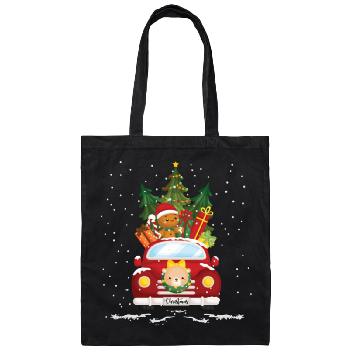 Christmas Car, Car Bring Gift Boxes, Christmas Gift Boxes, Merry Christmas, Trendy Chrismas Canvas Tote Bag