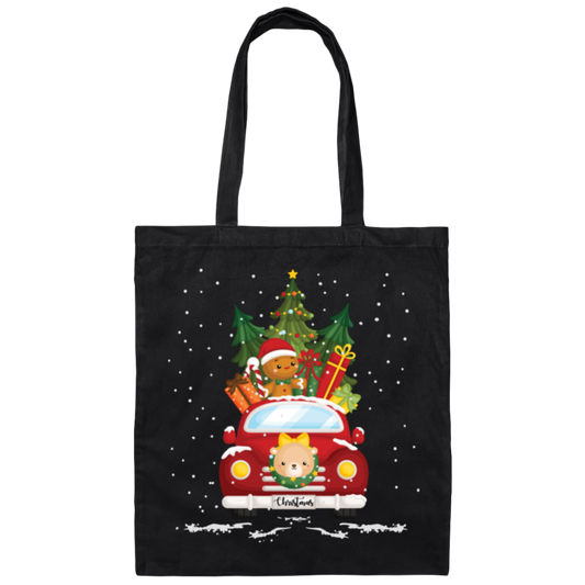 Christmas Car, Car Bring Gift Boxes, Christmas Gift Boxes, Merry Christmas, Trendy Chrismas Canvas Tote Bag