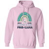 Math Is No Prob-Llama, Green Rainbow, Cute Llama Pullover Hoodie