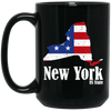 New York Lover, American Flag, 4th Of July, Patriotic Gift, Love New York Black Mug