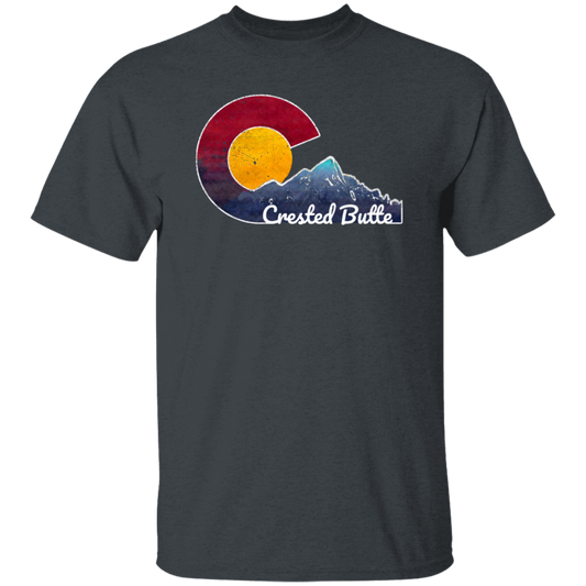 Crested Butte, Colorado With Flag Inspired Scene, Love Colorado Gift Unisex T-Shirt