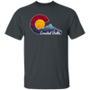 Crested Butte, Colorado With Flag Inspired Scene, Love Colorado Gift Unisex T-Shirt