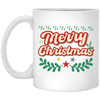 Merry Christmas, Xmas Pattern, 3D Text Christmas, Merry Christmas, Trendy Christmas White Mug