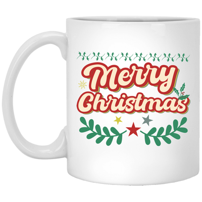 Merry Christmas, Xmas Pattern, 3D Text Christmas, Merry Christmas, Trendy Christmas White Mug