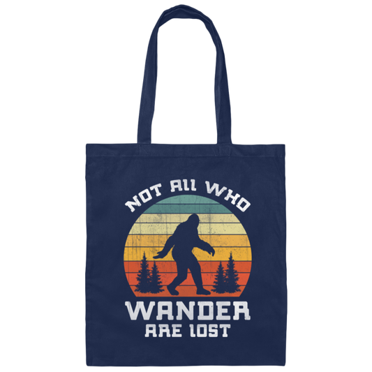 Retro Bigfoot Sasquatch Not All Who Wander Are Lost Canvas Tote Bag